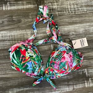 PLUS SIZE Unique Vintage Swimwear Halter Bra Top